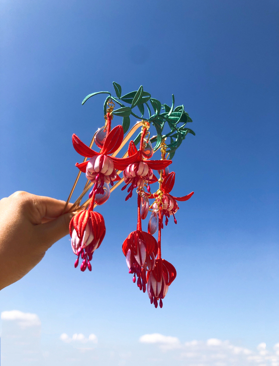现货垂丝海棠缠花步摇 古风汉服配饰缠花发簪
