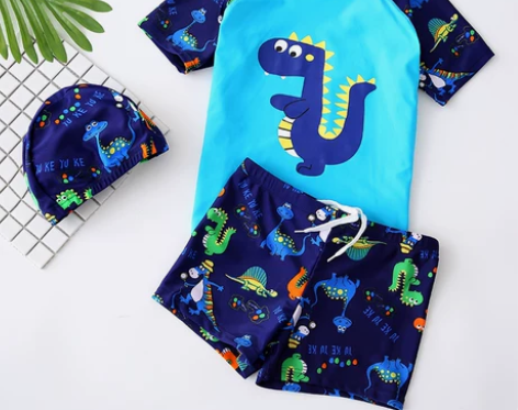 儿童泳衣男童分体泳裤套装男孩中大童卡通泳装...