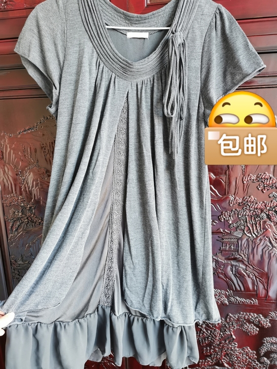 二手包邮假两件蕾丝大码裙衣连衣裙