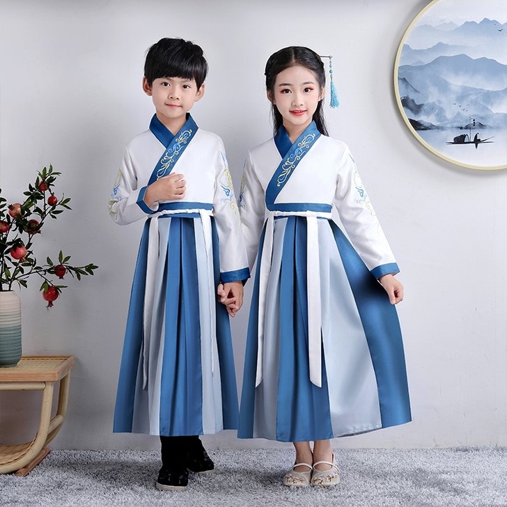 儿童汉服国学古装中国风改良小学生男女演出服...