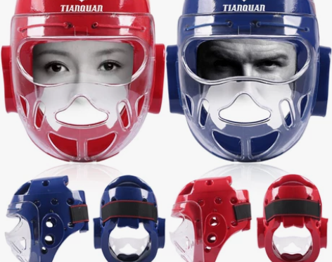 天权正品成人儿童跆拳道护头封闭面罩空手道护...