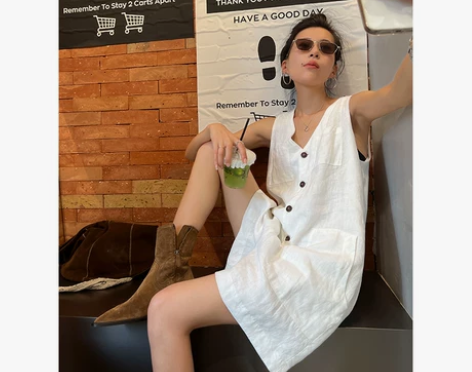 亚麻连体 穿过一次 搬家出 感兴趣的话点“...