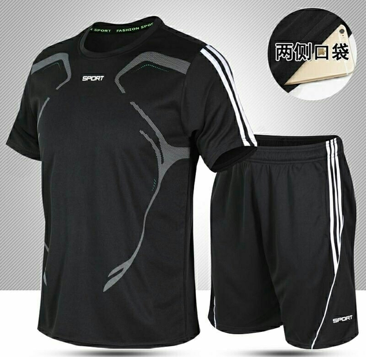 实体店清仓处理,男士运动套装速干透气短袖短裤