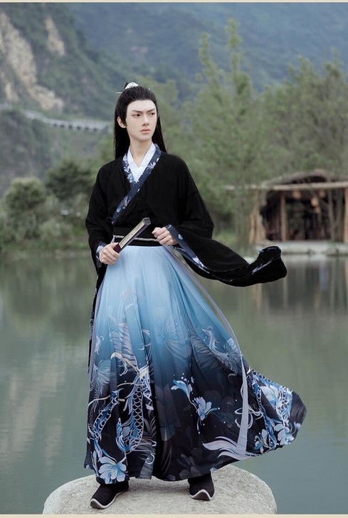 如梦霓裳汉服情侣装交领大袖襦裙若耶山海经刺...