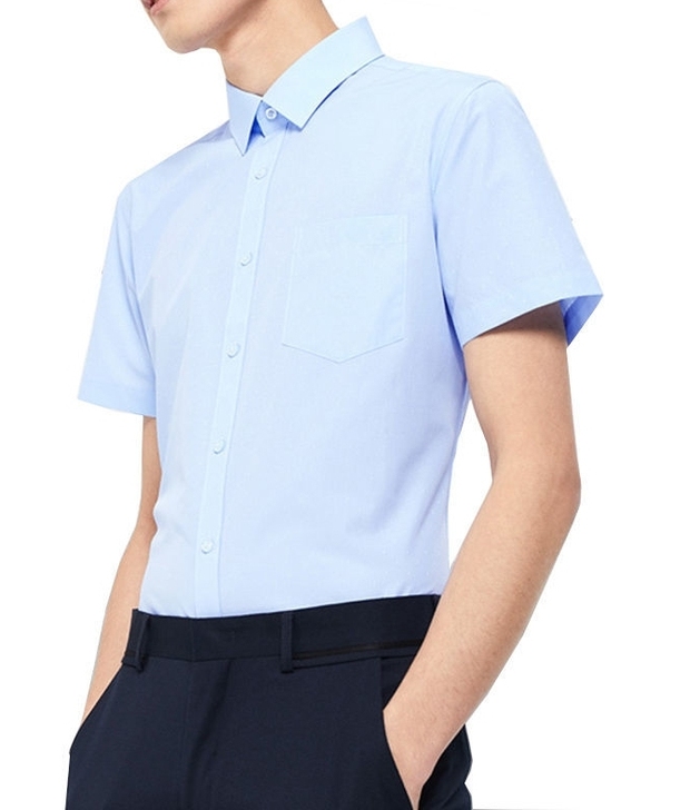 海家夏无标季纯色舒适正装男士短袖衬衫