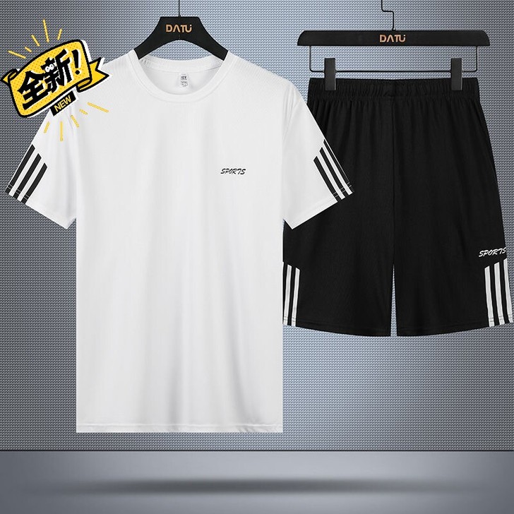 【五色可选】休闲套装T恤男士夏季短袖短裤套...