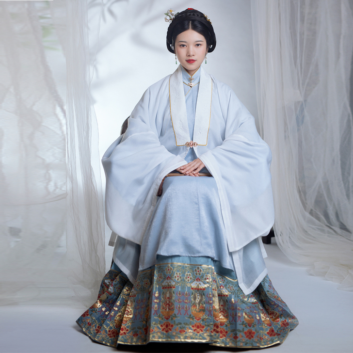 子衣明堂【纨素】传统汉服直领对襟蕾丝纱长衫...