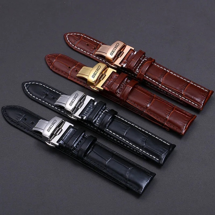 日本SeiKo/精工5号真皮手表带领航牛皮...