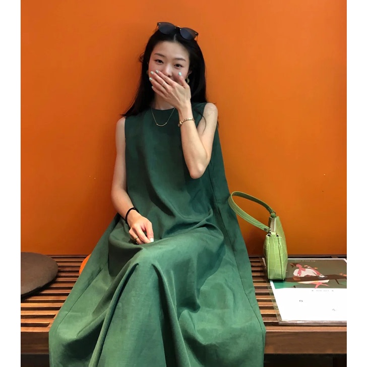 法式复古墨绿色连衣裙 可甜可盐