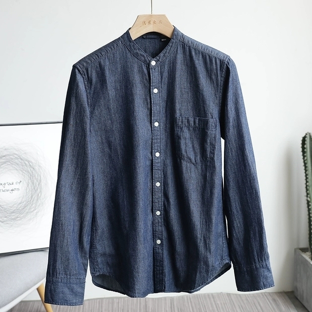 男外套全新衬衫男休闲外套纯棉牛仔长袖衬衫男...