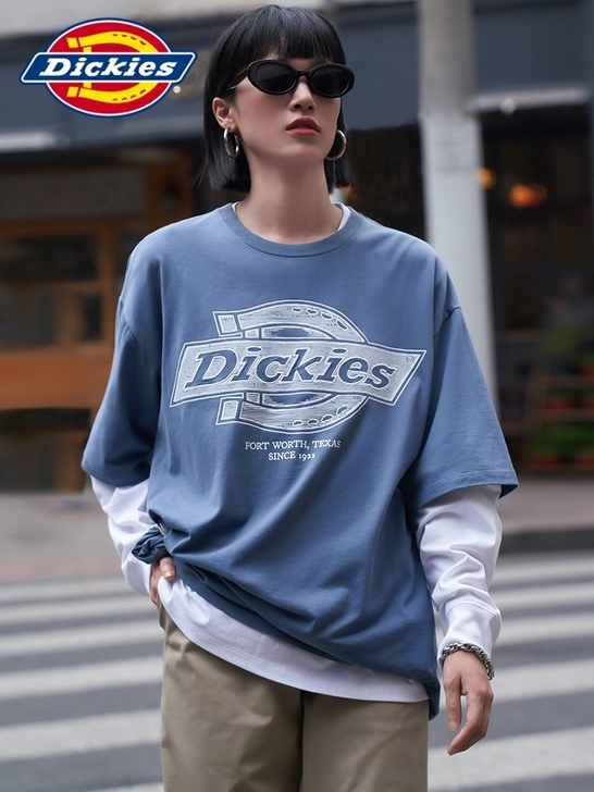 新款正品Dickies新款绣花印短袖T恤男...