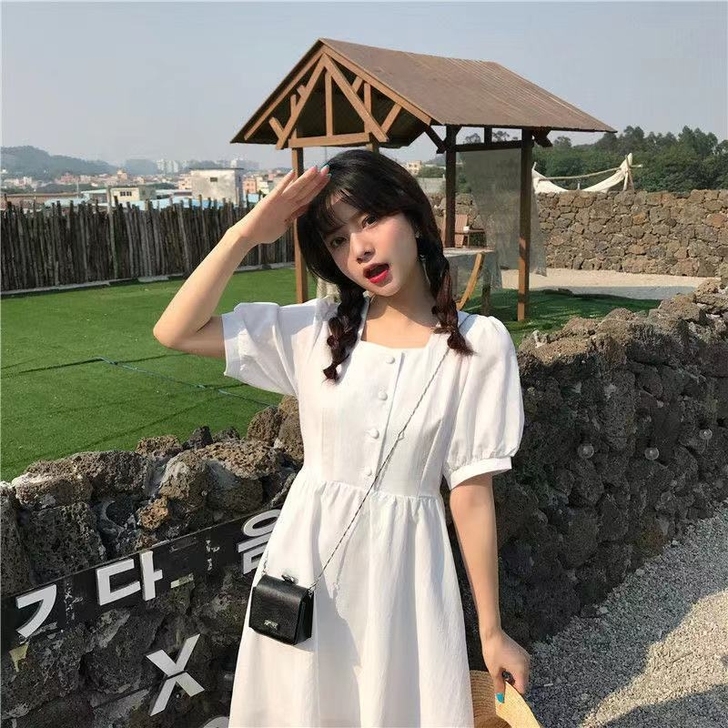 学院风夏季甜美可爱日系连衣裙女学生韩版收腰...