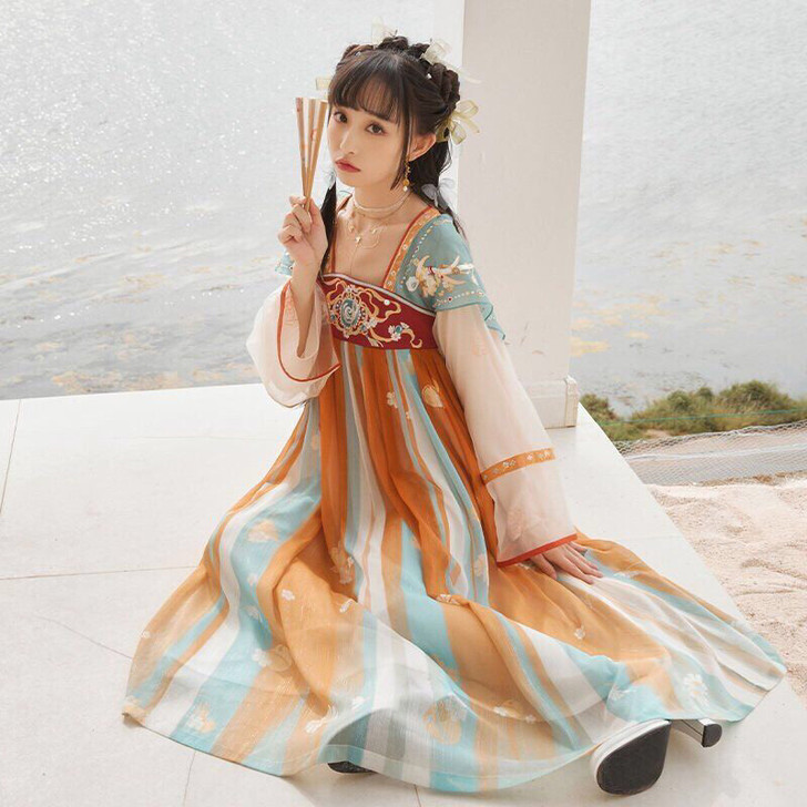 十三余瑶遇见神鹿王者联名国风连衣裙汉服女学...