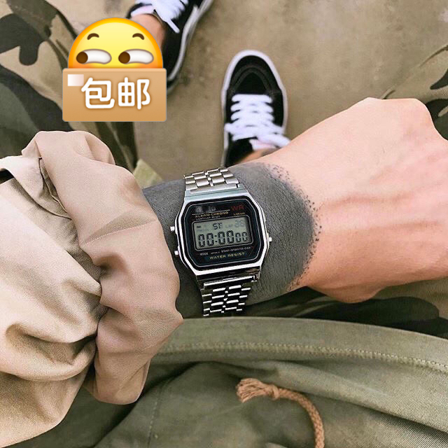 小方块复古电子情侣手表男女都可带