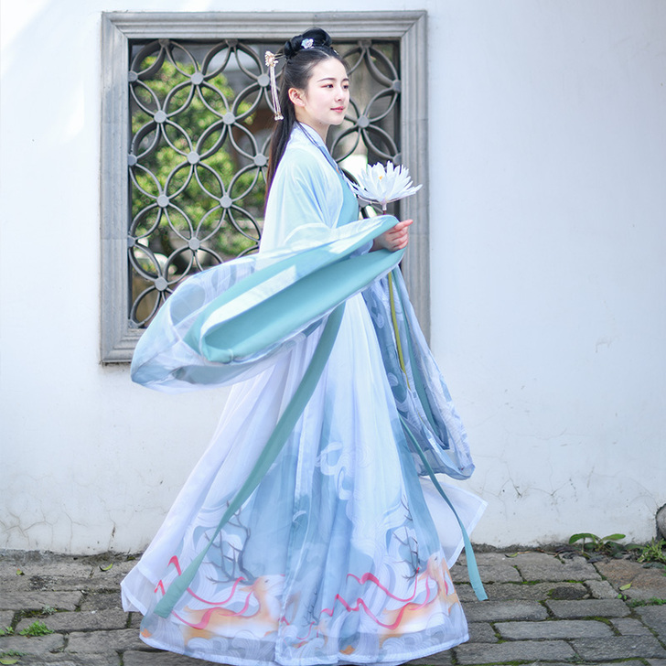 如梦霓裳汉服女中国风交领齐腰襦裙鹿鸣大袖衫...