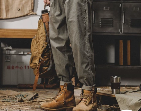 FALISEN美式重酵复古工装裤子男宽松直...