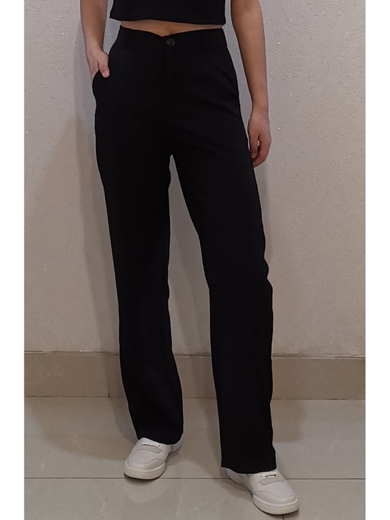 高腰拖地显瘦直筒长裤女