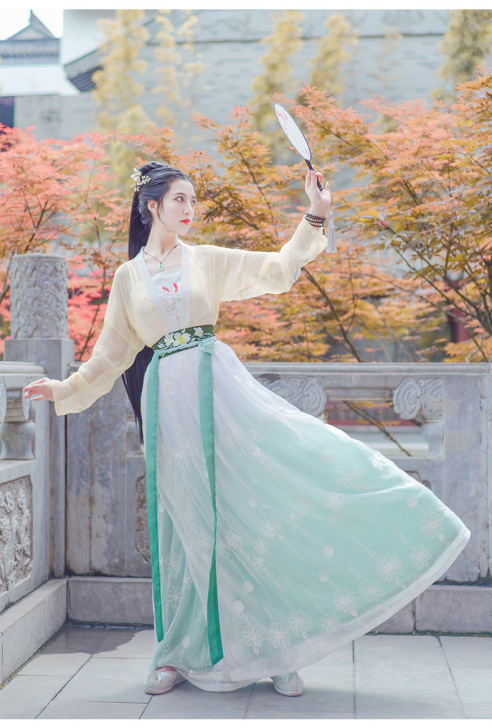 如梦霓裳汉服女对襟襦裙 醉晴雪 刺绣花齐腰...
