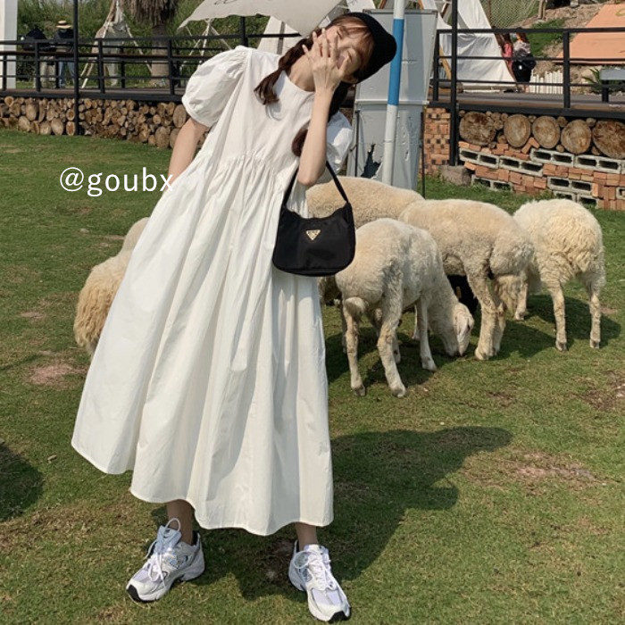 裙子女2020年新款夏季白色甜美气质长裙收...