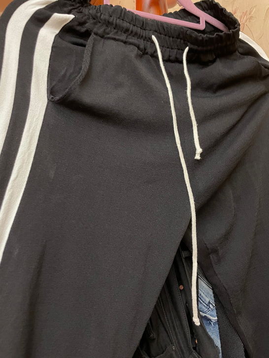 防晒裤.冰丝裤黑色侧面白条