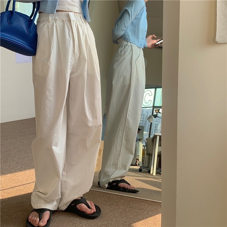 白色拖地休闲裤女