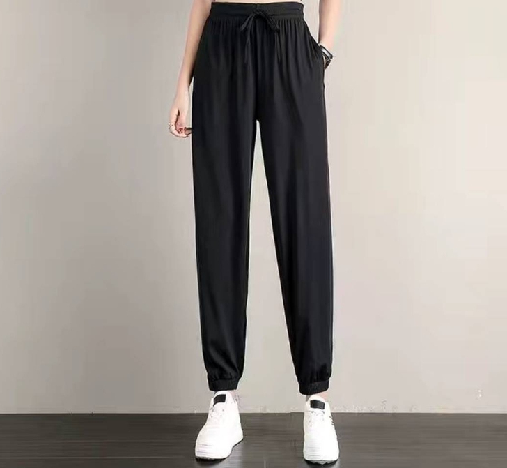 冰丝运动裤女宽松束脚夏季薄款休闲卫裤垂坠感...