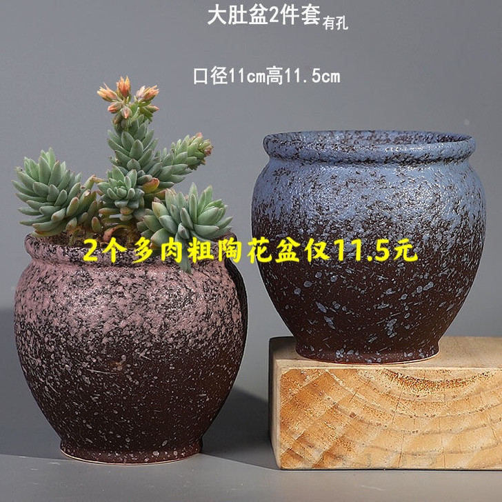 2个11.5元多肉粗陶花盆包邮包损 特价促...