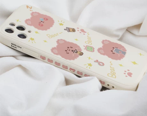 原创奶茶熊适用于苹果12手机壳女款11Pr...