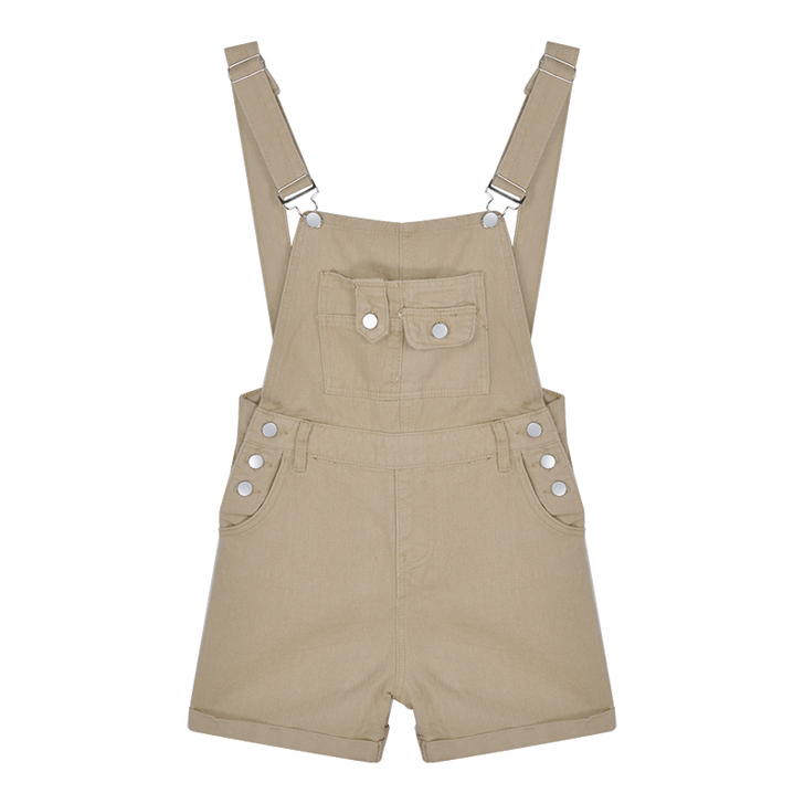 背带牛仔裤女高腰显瘦薄款宽松阔腿短裤202...