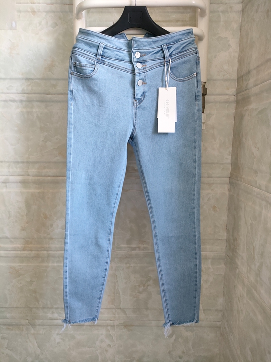 逸阳女九分牛仔铅笔裤