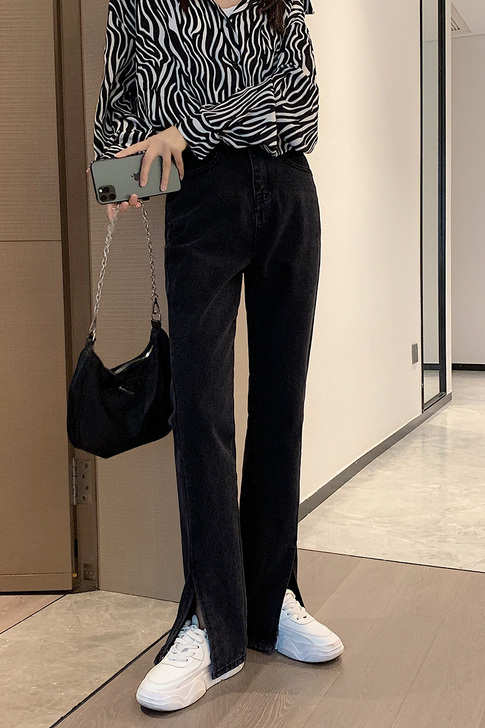 【过年不打烊】黑色高腰牛仔裤女修身显瘦20...