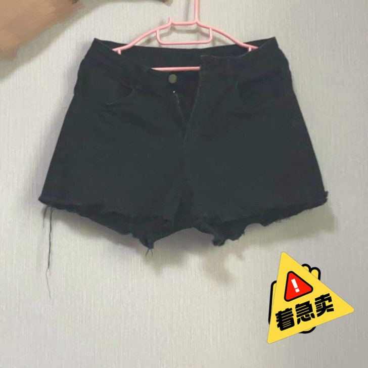 黑色毛边牛仔短裤女夏2021年新款夏显瘦a...