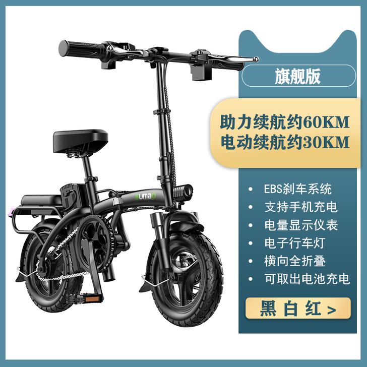 名顶国标折叠电动自行车小型代驾宝电动车电瓶...
