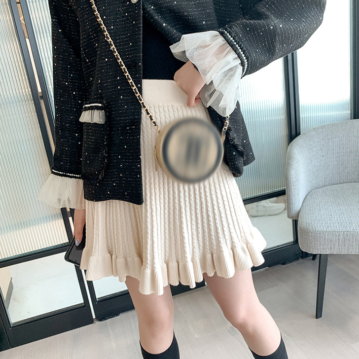 半身裙女2019初秋冬装新款网红荷叶边百褶...