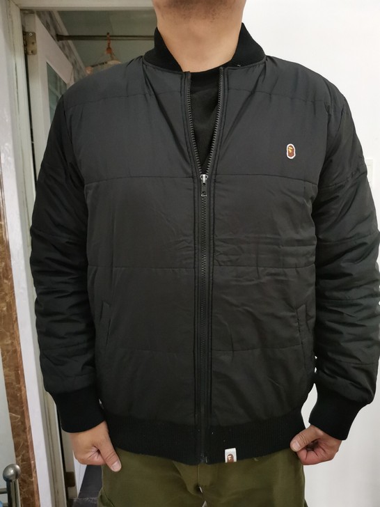 猿头棒球棉服夹克，黑色，180XL尺码