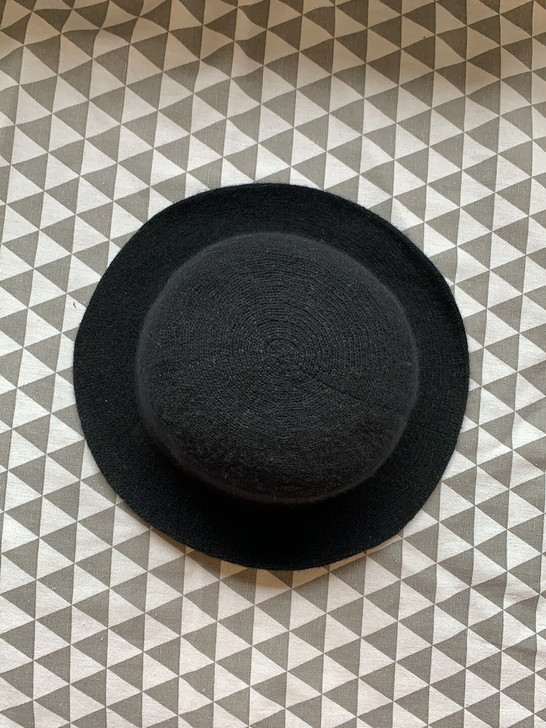 韩国秋冬新款复古盆帽卷边黑色羊毛呢爵士帽礼...