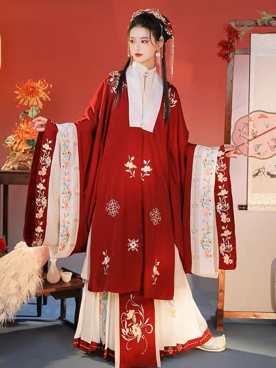 言然醉佳人原创汉服女明制长袄立领对襟汉元素...