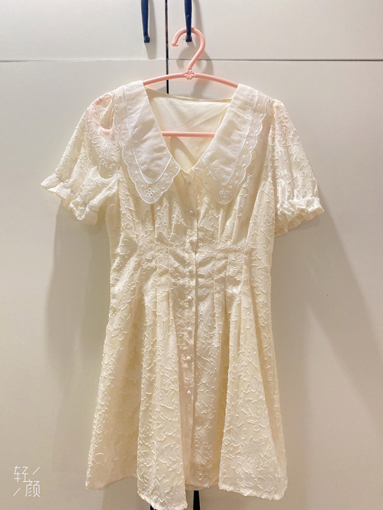 韩国复古夏季气质小仙女蕾丝娃娃领连衣裙20...