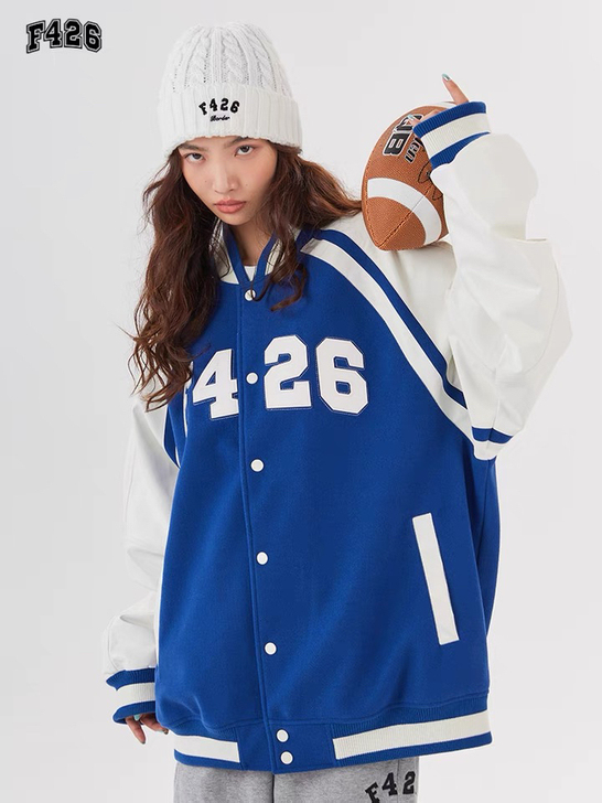 【F426官方店】国潮牌秋季情侣嘻哈皮标大...