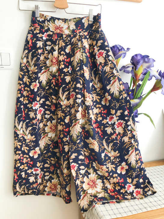 全新均码女夏季秋季印花棉麻阔腿长裤休闲裤