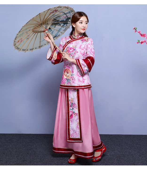 古装女丫鬟伴娘喜服中式闺蜜团秀禾礼服锁清秋...