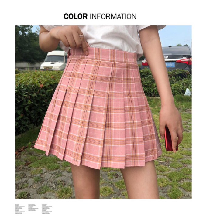 格子百褶裙