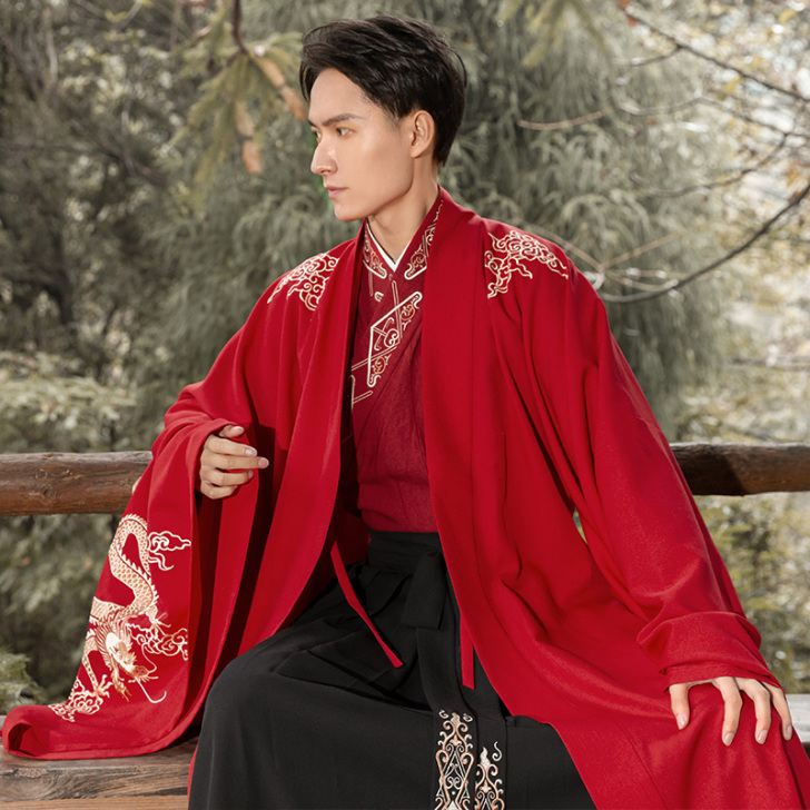 重回汉唐传统汉服男装中国风原创日常礼服鹤氅...