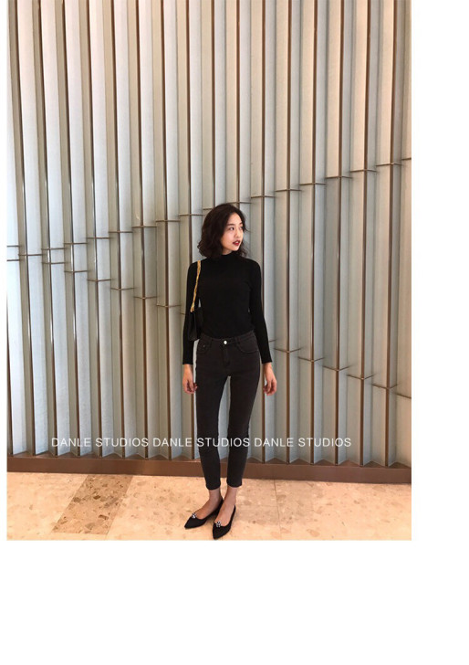 馨帮帮家牛仔小脚裤 春秋款 黑色百搭厚度适...