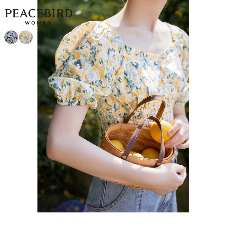 PEACEBIRD/太平鸟 蕾丝雪纺衫（简...