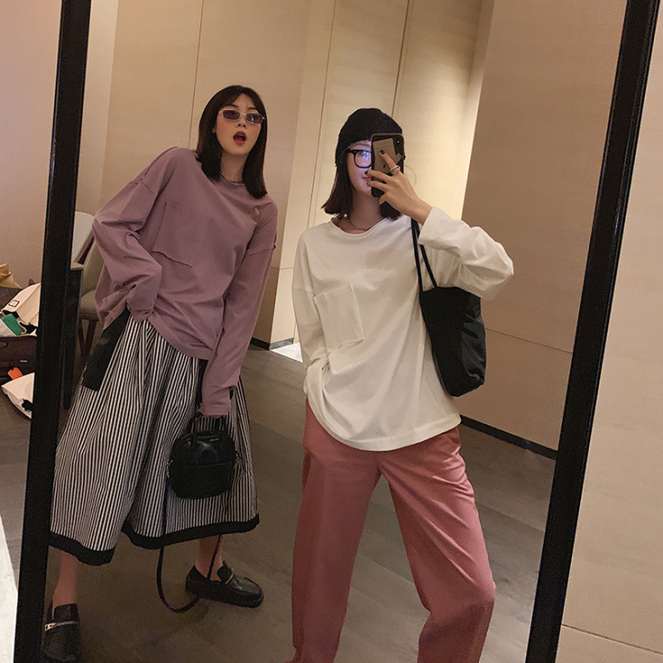 MONA 长袖T恤女中长款初秋新款ins潮...