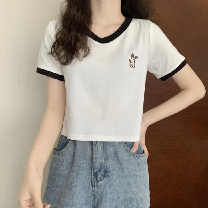 白色短袖t恤女夏季薄款2021年新款潮设计...