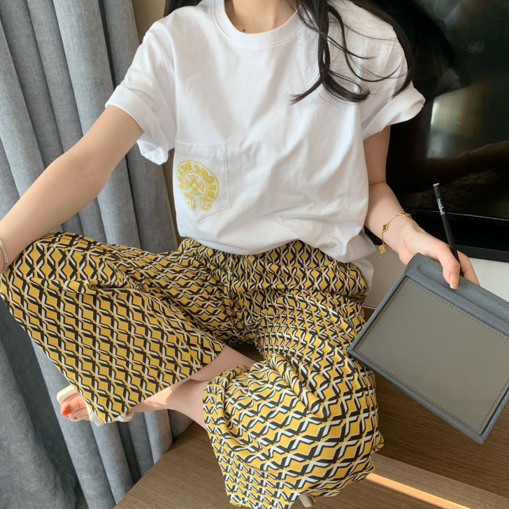 印花阔腿裤女2020夏天薄款高腰垂感显瘦洋...