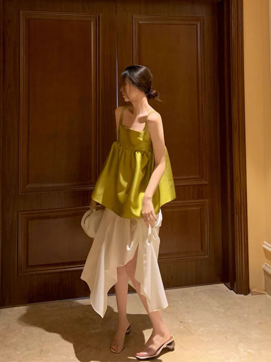 Tongse 夏季新款很仙的中长款半身裙子...