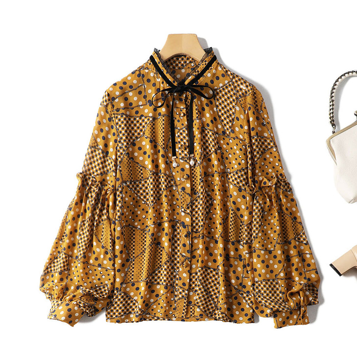 ￥228 秒！法式小浪漫灯笼袖波点印花雪纺...